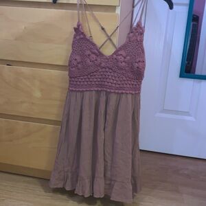 Aéropostale Mauve Crochet and Breezy Cotton Boho Mini Dress